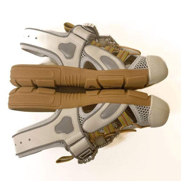 Gucci Fabric Mesh Tinsel Platform Embellished Dad Sandal EU 37 US 7 Velcro Strap - Picture 9 of 12